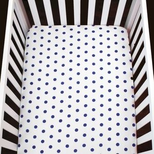 Atelier Edele Bedding Navy Polka Dots Crib Sheet Organic Cotton